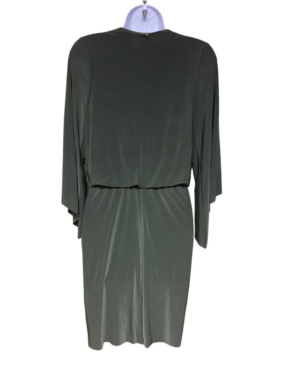 MISA Los Angeles Teget Dress Olive Green Knot Front Bell Sleeve Small NWT USA - Picture 5 of 10